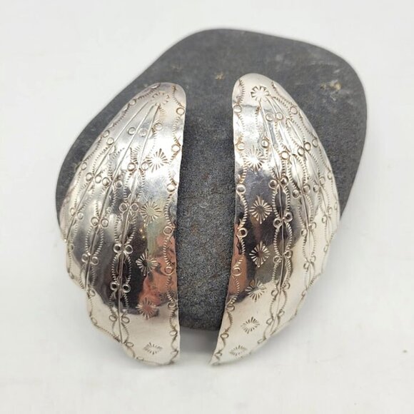 Stunning Hand Made Sterling Silver Statement Earrings Southwest Native Tribal - Picture 12 of 16